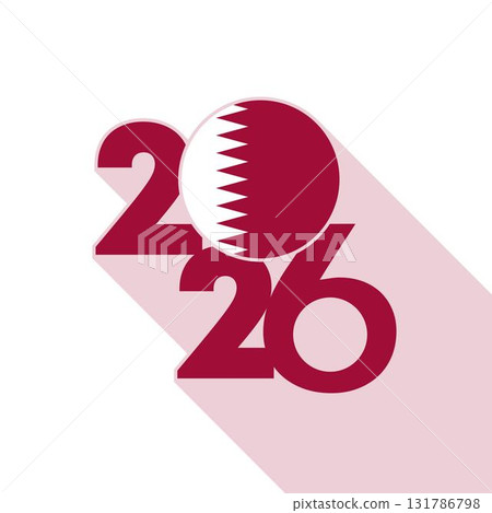 2026 Long Shadow Banner with Qatar Flag Inside. 131786798