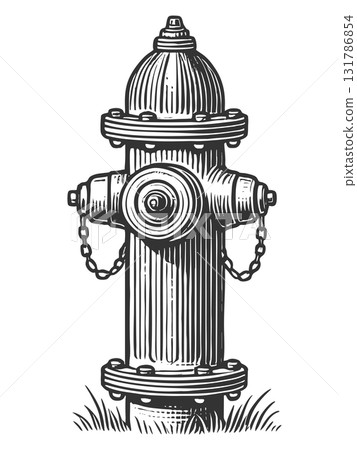 fire hydrant engraving sketch vector illustration 131786854