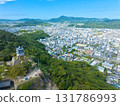 Aerial view of Sumoto city, Sakiyama, Sumoto Castle and the city 131786993