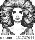 Woman with Exaggerated Voluminous Hair vector 131787044