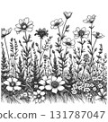 Blooming flowers of alpine meadow sketch vector 131787047