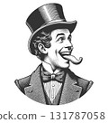 Playful Gentleman with Top Hat engraving vector 131787058