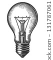 Engraved Light Bulb lamp sketch vector 131787061