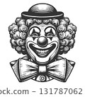 Clown Portrait engraving vector illustration 131787062
