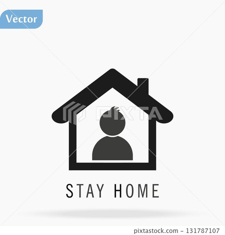 Stay Home icon. Staying at home during a pandemic print. Home Quarantine illustration. 131787107