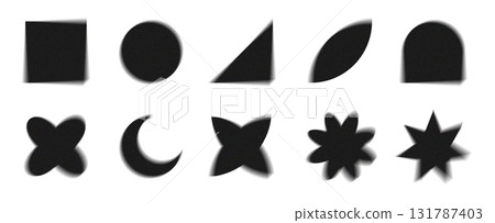 Set, collection blurred grainy noise geometric shapes. geometric abstract shapes , forms, elements. Modern style design for card, invitation, wallpaper, poster. circle, star, moon 131787403