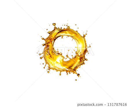 Splashing water in golden liquid waves isolated on white background Splashing water in golden liquid waves isolated on white background 131787616