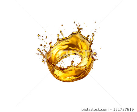 Splashing water in golden liquid waves isolated on white background Splashing water in golden liquid waves isolated on white background 131787619