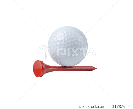 A single golf ball is placed isolated on a white background. A single golf ball is placed isolated on a white background. 131787664