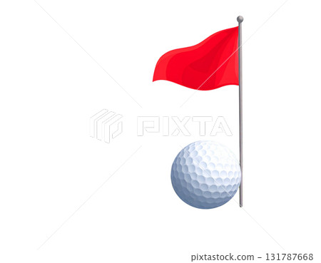 Illustration of a lush green golf course with flags and golf balls near holes on a white background. Illustration of a lush green golf course with flags and golf balls near holes on a white background. 131787668