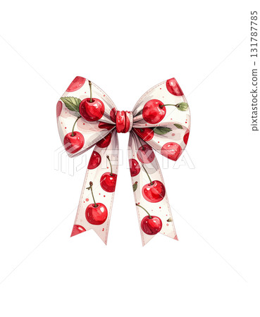 Beautiful red bow ribbon on white background 131787785