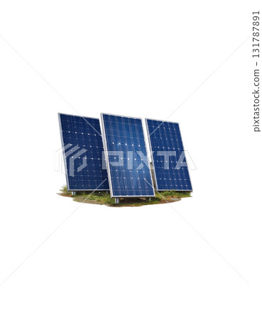 An isolated blue photovoltaic solar panel generates clean renewable energy from sunlight An isolated blue photovoltaic solar panel generates clean renewable energy from sunlight 131787891