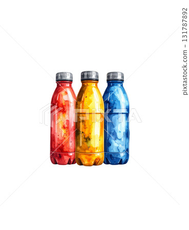 Bottles with colorful caps on a white background Bottles with colorful caps on a white background 131787892