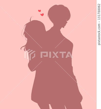 Silhouette of a man and woman in love standing back to back 131788062