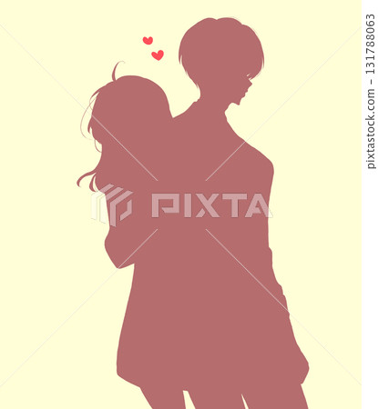 Silhouette of a man and woman in love standing back to back Silhouette of a man and woman in love standing back to back 131788063