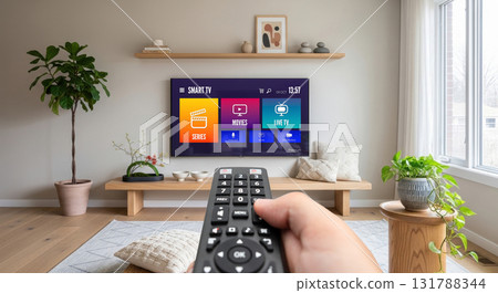 Watching TV, VOD service on TV. 131788344
