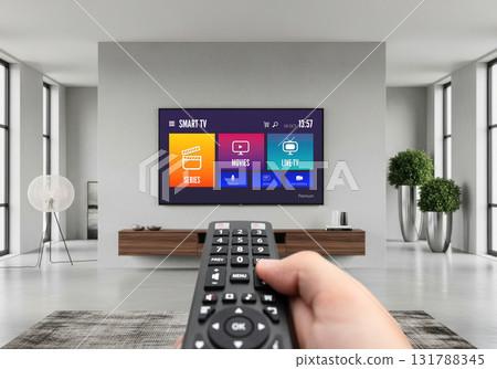 Watching TV, VOD service on TV. 131788345