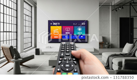 Watching TV, VOD service on TV. 131788350