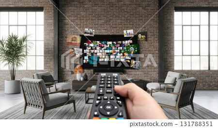 Watching TV, VOD service on TV. 131788351