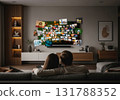 Watching TV, VOD service on TV. 131788352