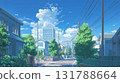動漫風格背景安靜的住宅區 131788664