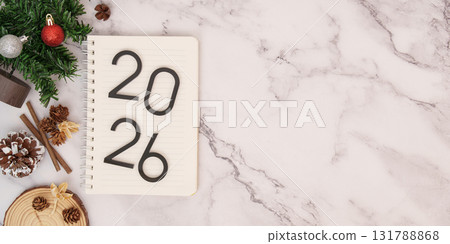 Elegant New Year 2026 Setup with Holiday Elements 131788868