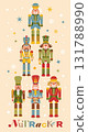 Christmas illustration card with Nutcrackers on a background New year illustration. 131788990