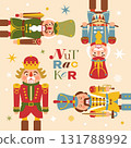 Christmas illustration card with Nutcrackers portrait on background New year illustration. 131788992