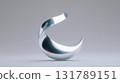 Serene, elegant abstract form of polished silver metal. chrome surface shows beautiful metallic swirl with smooth reflection and soft light in minimalist, modern style 131789151