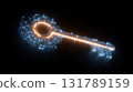 Powerful intricate glowing digital key unlocking access. futuristic symbol of cyber security, technology, and data protection providing an innovative solution 131789159