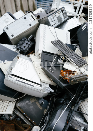 Mountain of Obsolete Electronics and Computer Waste Mountain of Obsolete Electronics and Computer Waste 131789339