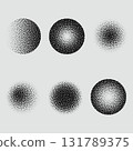 Black halftone dots backgrounds set. Dots halftone, pop art comic style gradient circle halftone set. Vector illustration 131789375