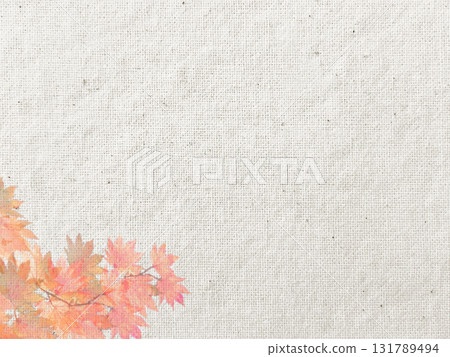 Background image 3 featuring autumn leaves on white cotton fabric 131789494