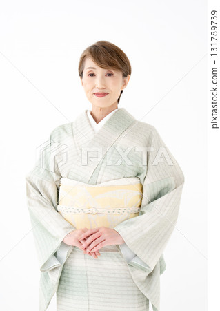Woman in Japanese clothing, vertical 131789739