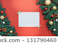 Blank Christmas Card Background with Greenery 131790460