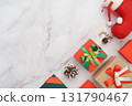 Christmas Gift Background with Presents and Decorations 131790467