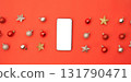 Christmas background with smartphone and festive decorations 131790471