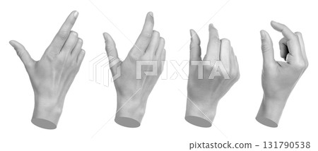 Set of gray hand contemporary art style showing phone gestures isolated on transparent background Set of gray hand contemporary art style showing phone gestures isolated on transparent background 131790538