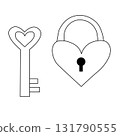 heart key and lock icon. Isolated. Vector graphic line illustration. valentines day design element. love symbol. background for banners, print for fabric, labels, t-shirt printing. 131790555