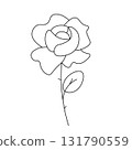 Beautiful rose flowers silhouette Isolated. Vector graphic line illustration. Silhouette sign for logo, print, comics, fashion, pop art, boards, design, stickers, decoration, posters 131790559