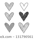 Heart line art doodle set, Isolated. Vector graphic line illustration. hand drawn love symbols, isolated vector clip art set For poster, flyer, banner, invitation, social media, party or sale 131790561