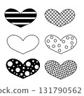 Set of six hand drawn heart. Isolated. Vector graphic line illustration. Handdrawn rough marker hearts isolated on white background. Vector illustration for your graphic design 131790562