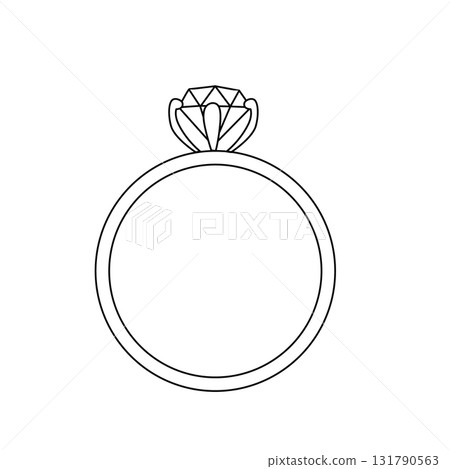 Wedding ring icon. Isolated. Vector graphic line illustration. Jewelry logo. Engagement diamond ring icon. Proposal symbol. Diamond ring engagement or wedding ring. 131790563
