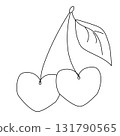 cherry love Isolated. Vector graphic line illustration. Silhouette sign for logo, print, comics, fashion, pop art, boards, design, stickers, decoration, posters 131790565