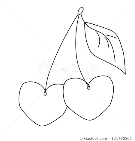 cherry love Isolated. Vector graphic line illustration. Silhouette sign for logo, print, comics, fashion, pop art, boards, design, stickers, decoration, posters 131790565