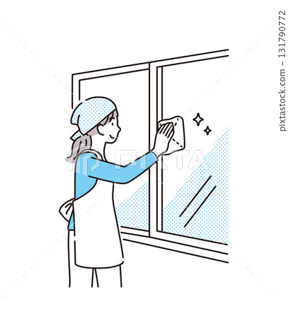 春季大掃除窗戶清潔女工 春季大掃除窗戶清潔女工 131790772