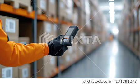 Handheld scanner in warehouse for inventory management and tracking Handheld scanner in warehouse for inventory management and tracking 131791278
