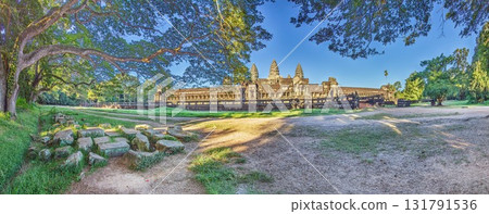 Panoramic view of Angkor Wat temple Cambodia 131791536