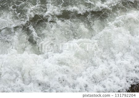 beautiful wave on sea at storm at cloudy day. close up 131792204