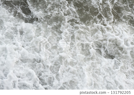 beautiful wave on sea at storm at cloudy day. close up 131792205